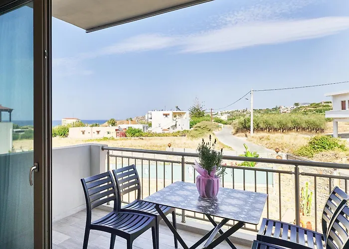 New Cozy Apartments In Crete Coast With Pool And Dining Area