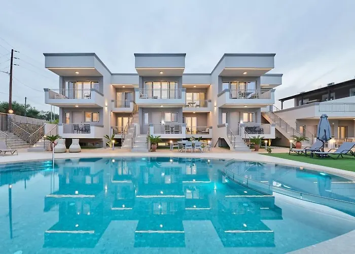 New Cozy Apartments In Crete Coast With Pool And Dining Area